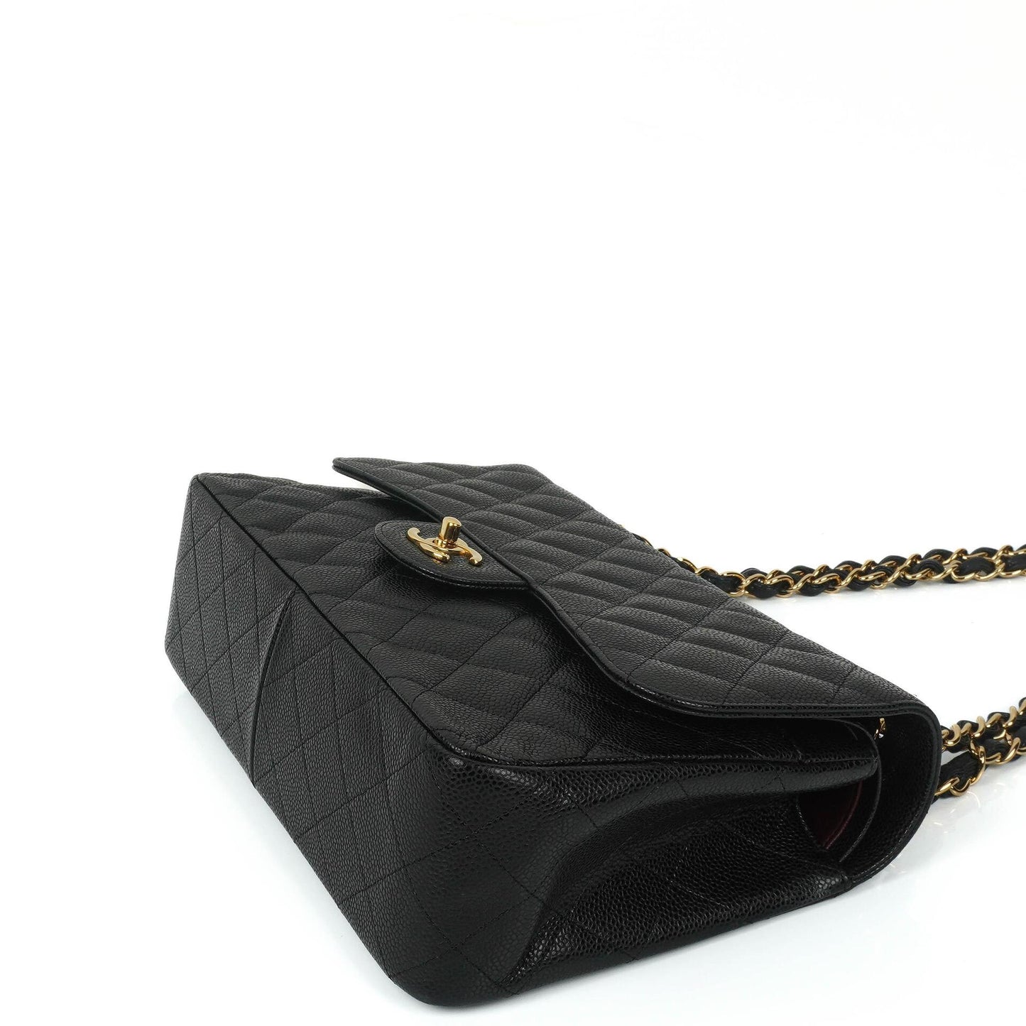Chanel Jumbo Classic Schwarze Gequiltete Kaviar Double Flap Bag Gold-Beschläge