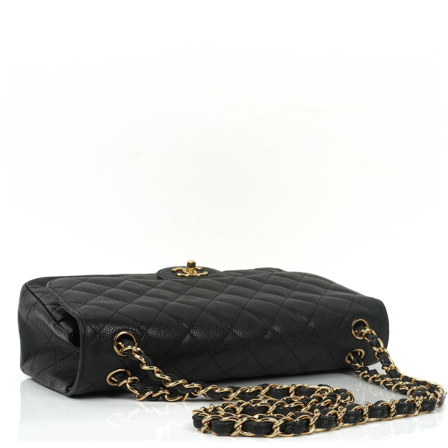 Chanel Jumbo Classic Schwarze Gequiltete Kaviar Double Flap Bag Gold-Beschläge