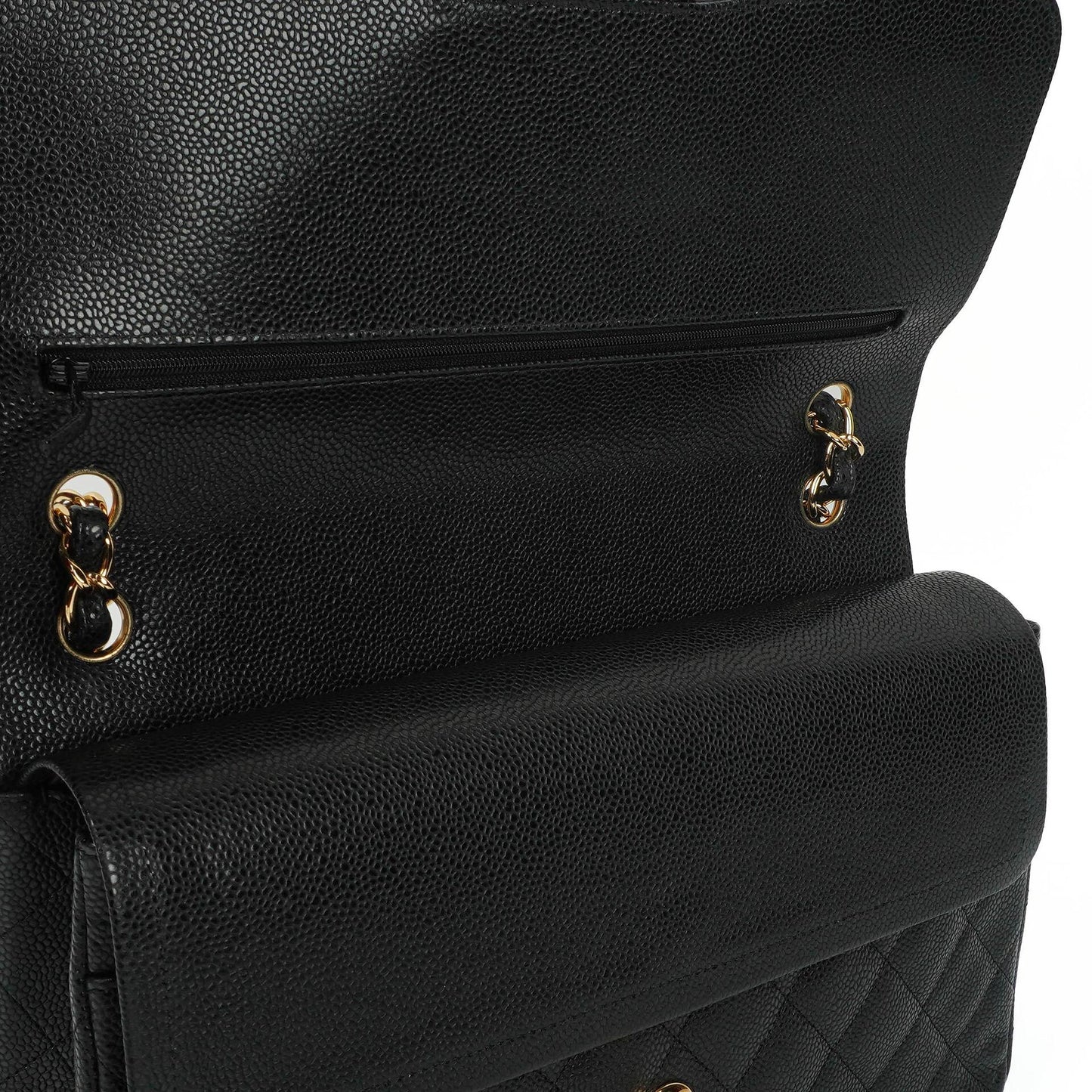 Chanel Jumbo Classic Schwarze Gequiltete Kaviar Double Flap Bag Gold-Beschläge