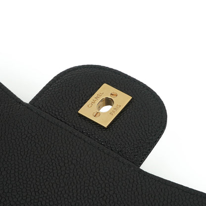 Chanel Jumbo Classic Schwarze Gequiltete Kaviar Double Flap Bag Gold-Beschläge