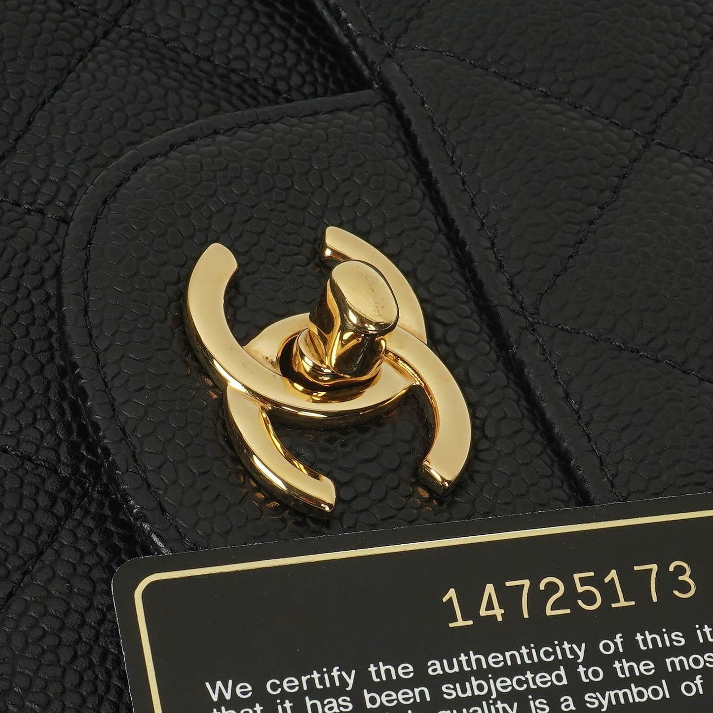 Chanel Jumbo Classic Schwarze Gequiltete Kaviar Double Flap Bag Gold-Beschläge