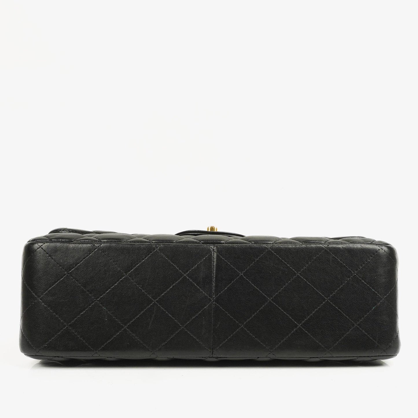 Chanel Jumbo Classic Double Flap Tasche aus schwarzem gestepptem Lammleder mit goldfarbener Hardware