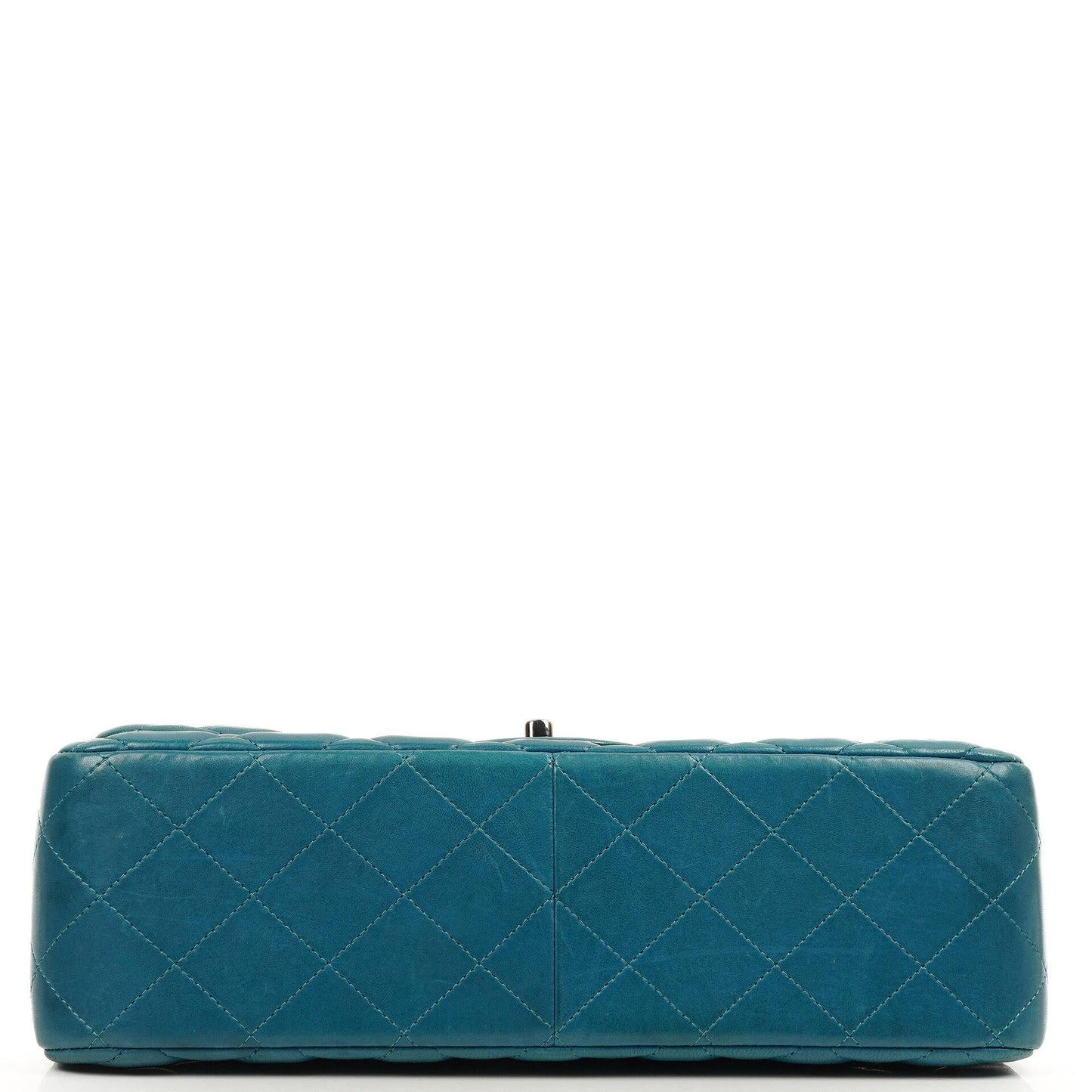 Chanel Classic Jumbo Double Flap Tasche Blau Gestepptes Lammleder Mit Silberfarbener Hardware