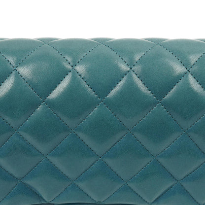 Chanel Classic Jumbo Double Flap Tasche Blau Gestepptes Lammleder Mit Silberfarbener Hardware