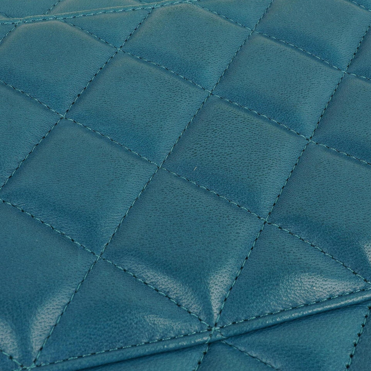 Chanel Classic Jumbo Double Flap Tasche Blau Gestepptes Lammleder Mit Silberfarbener Hardware