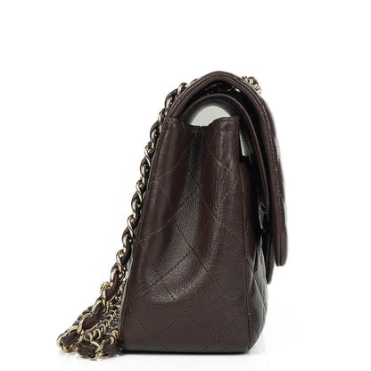 Chanel Jumbo Classic Double Flap Tasche aus braunem gestepptem Lammleder mit vergoldeter Hardware