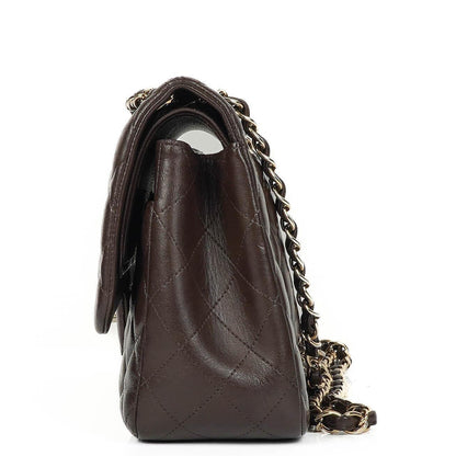 Chanel Jumbo Classic Double Flap Tasche aus braunem gestepptem Lammleder mit vergoldeter Hardware