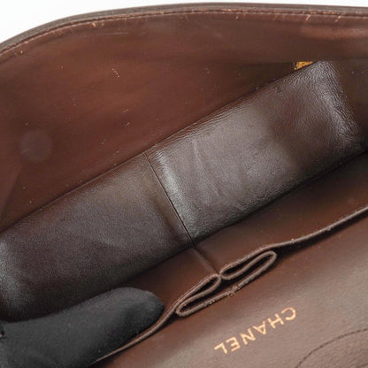 Chanel Jumbo Classic Double Flap Tasche aus braunem gestepptem Lammleder mit vergoldeter Hardware