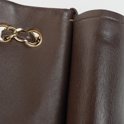 Chanel Jumbo Classic Double Flap Tasche aus braunem gestepptem Lammleder mit vergoldeter Hardware