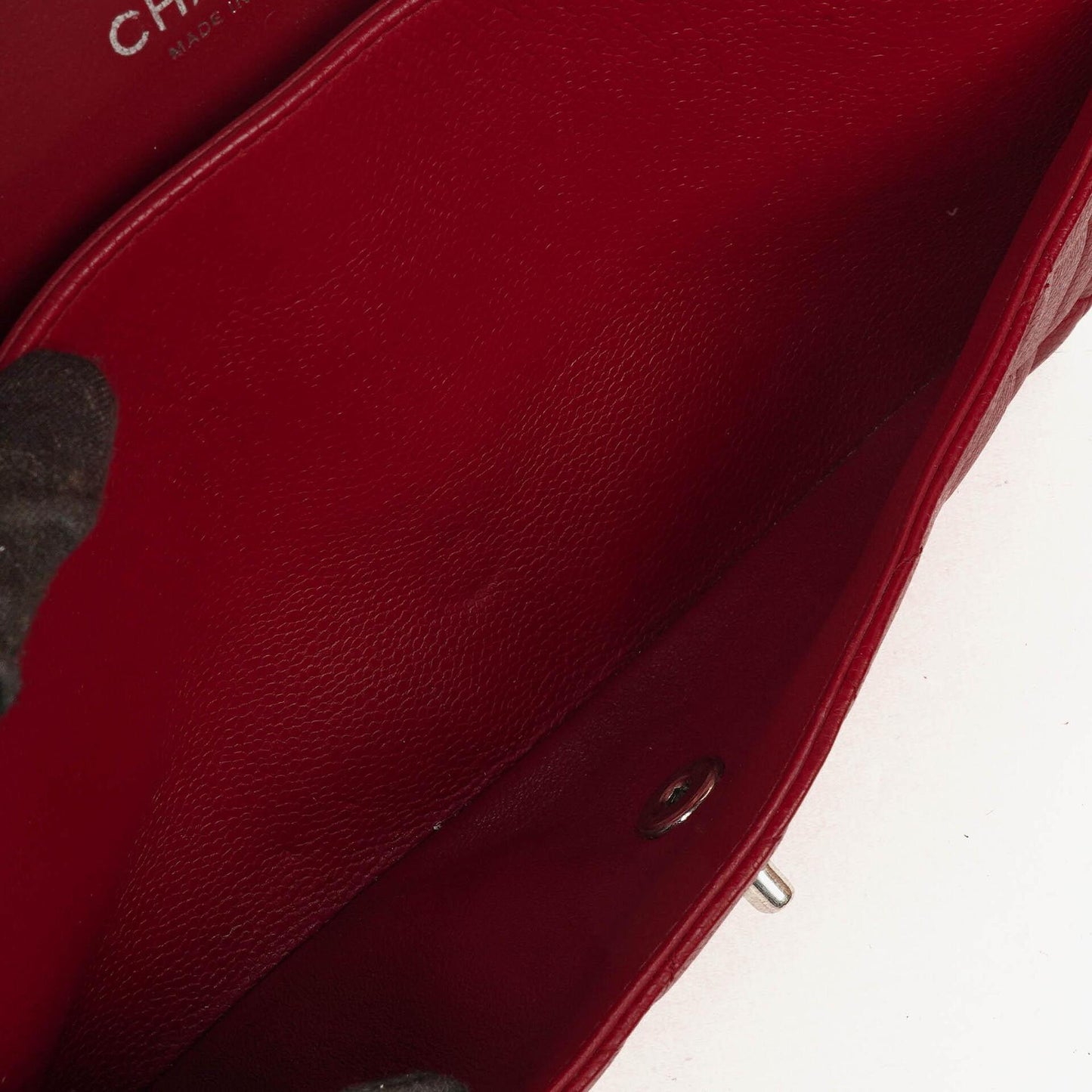 Chanel Jumbo Classic Double Flap Tasche aus rotem gestepptem Caviar-Leder mit silberfarbener Hardware