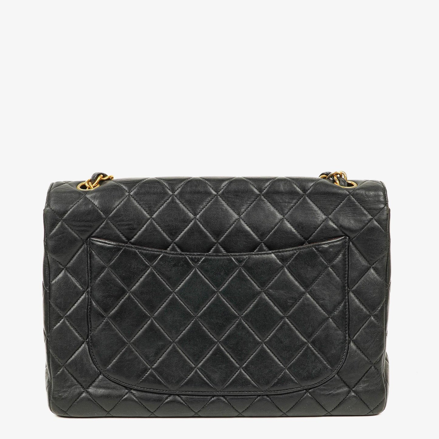 Chanel Jumbo Classic Single Flap Tasche aus schwarzem gestepptem Lammleder mit 24K vergoldeten Beschlägen