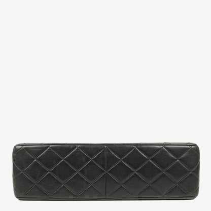 Chanel Jumbo Classic Single Flap Tasche aus schwarzem gestepptem Lammleder mit 24K vergoldeten Beschlägen