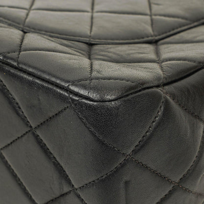Chanel Jumbo Classic Single Flap Tasche aus schwarzem gestepptem Lammleder mit 24K vergoldeten Beschlägen