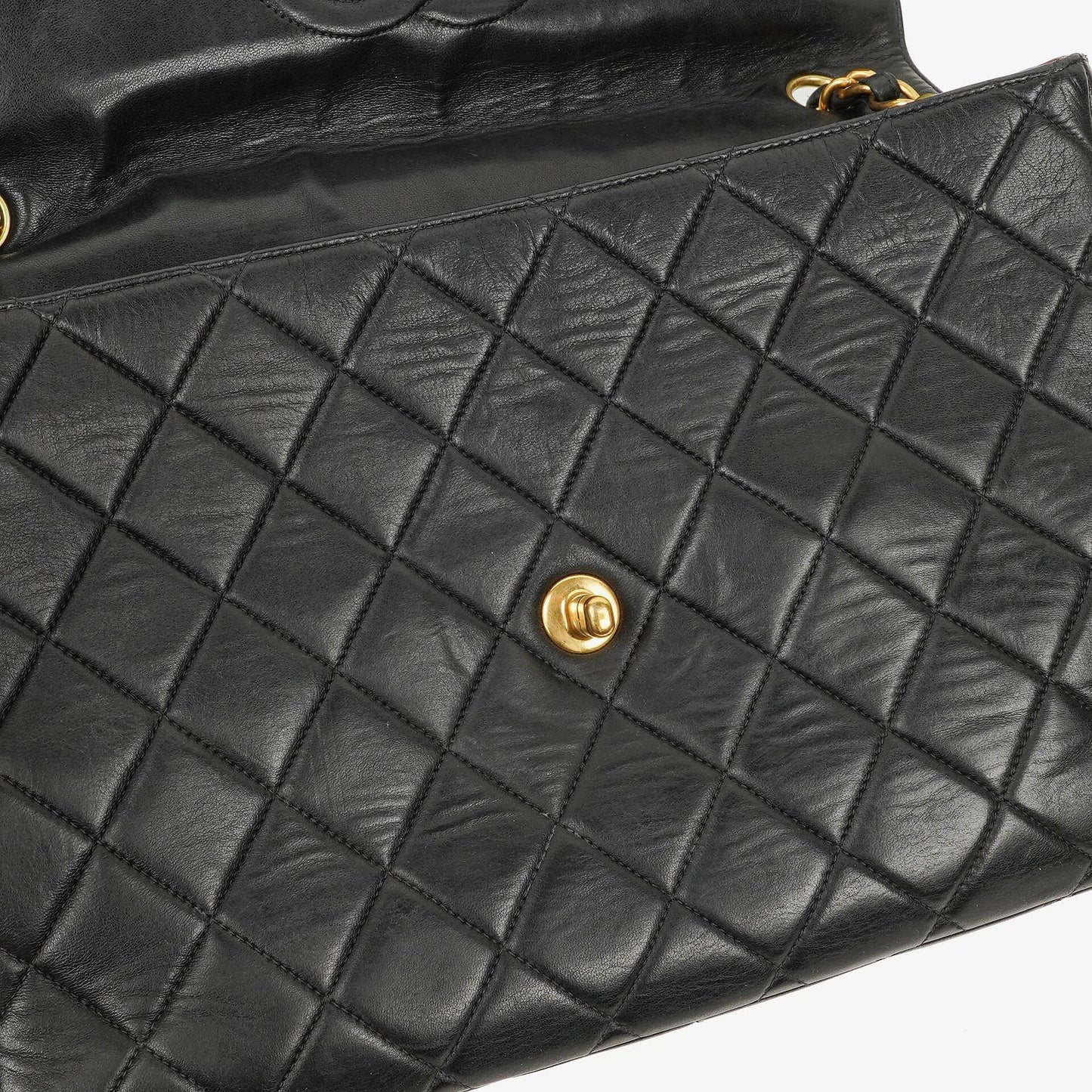 Chanel Jumbo Classic Single Flap Tasche aus schwarzem gestepptem Lammleder mit 24K vergoldeten Beschlägen