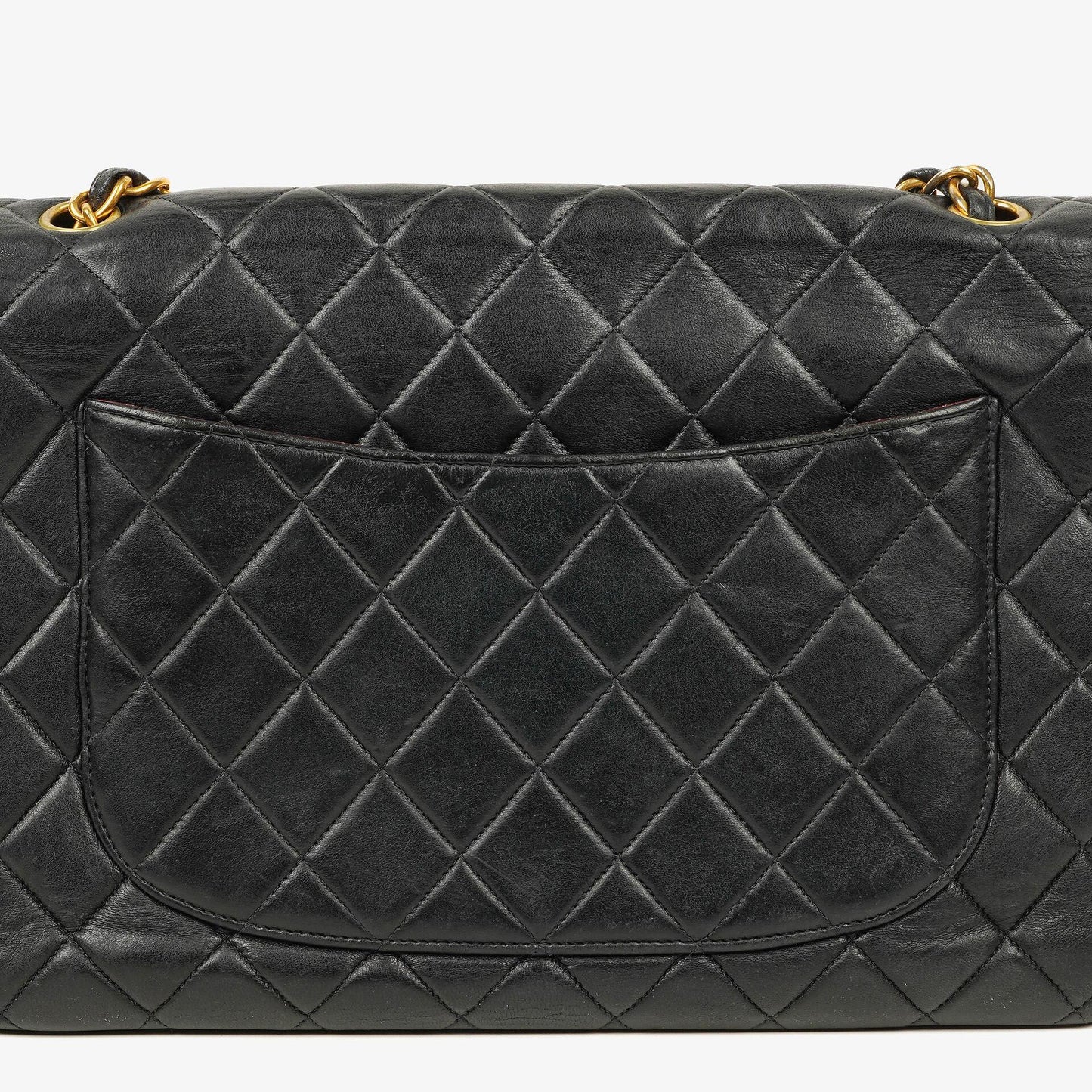 Chanel Jumbo Classic Single Flap Tasche aus schwarzem gestepptem Lammleder mit 24K vergoldeten Beschlägen