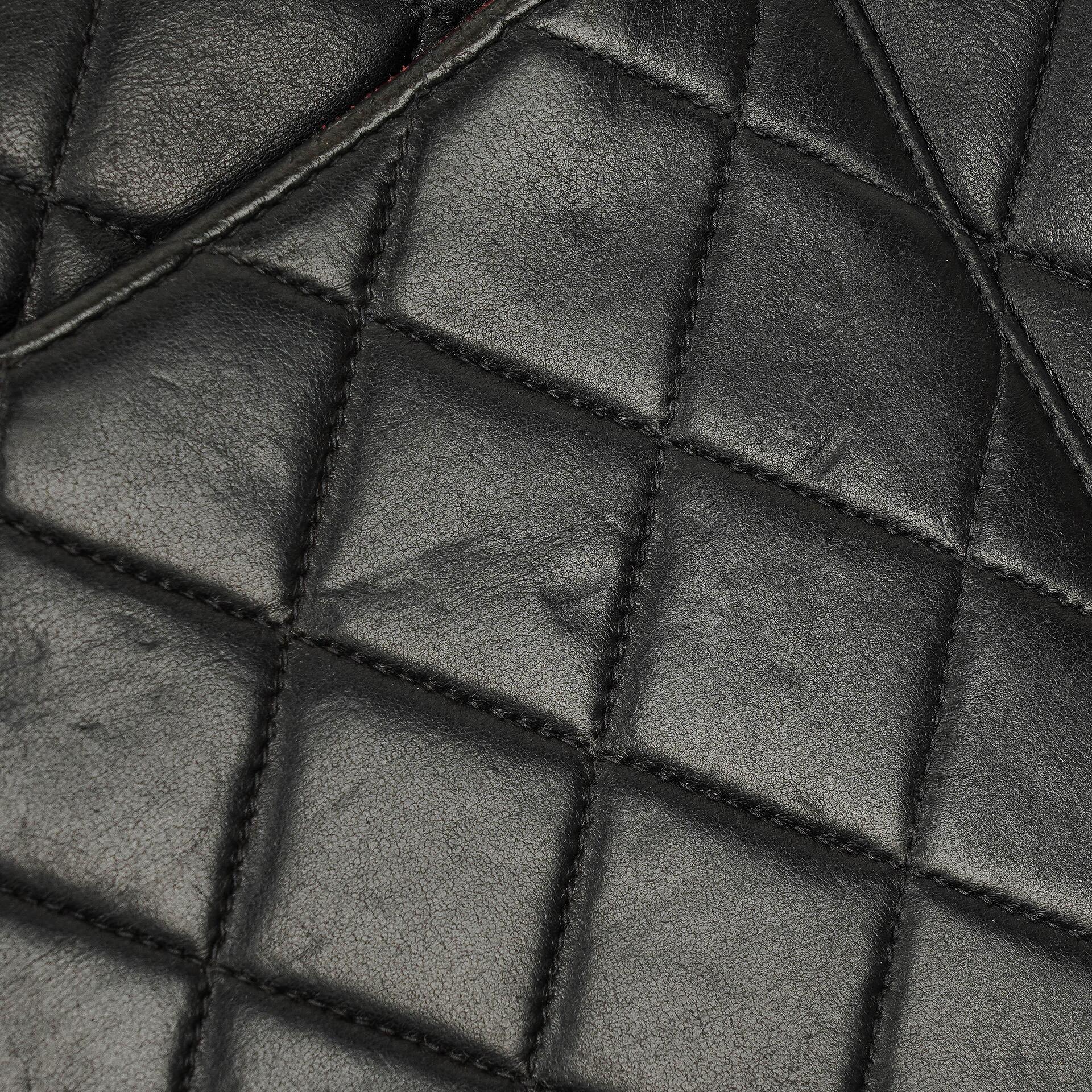Chanel Jumbo Classic Single Flap Tasche aus schwarzem gestepptem Lammleder mit 24K vergoldeten Beschlägen