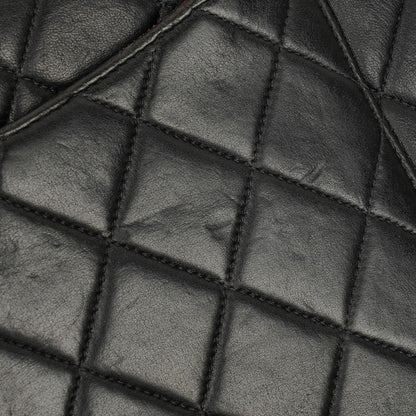 Chanel Jumbo Classic Single Flap Tasche aus schwarzem gestepptem Lammleder mit 24K vergoldeten Beschlägen