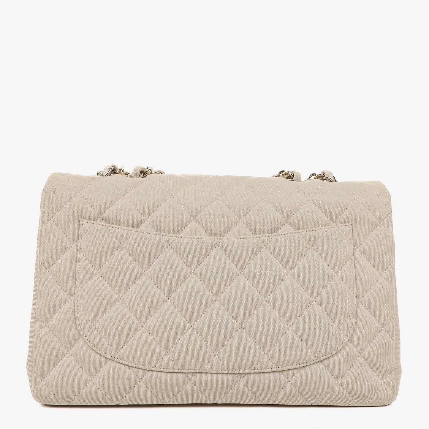 Chanel Jumbo Classic Single Flap Bag aus Jersey mit silberfarbenen Beschlägen