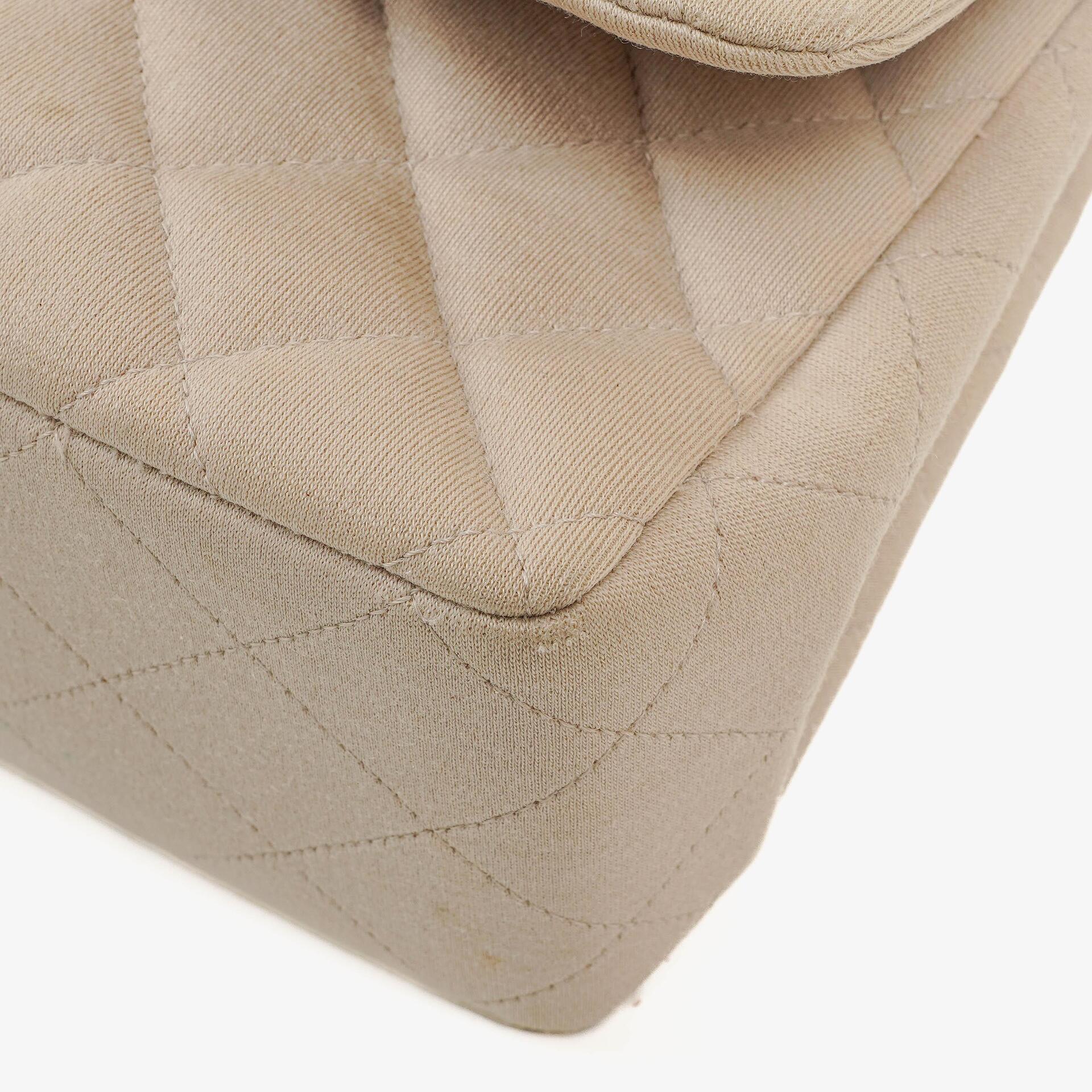 Chanel Jumbo Classic Single Flap Bag aus Jersey mit silberfarbenen Beschlägen