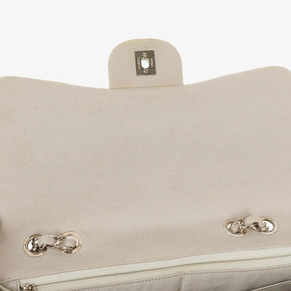 Chanel Jumbo Classic Single Flap Bag aus Jersey mit silberfarbenen Beschlägen