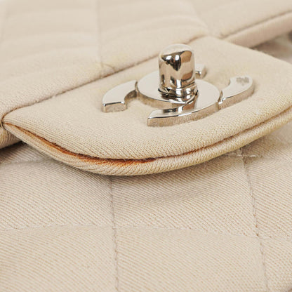 Chanel Jumbo Classic Single Flap Bag aus Jersey mit silberfarbenen Beschlägen
