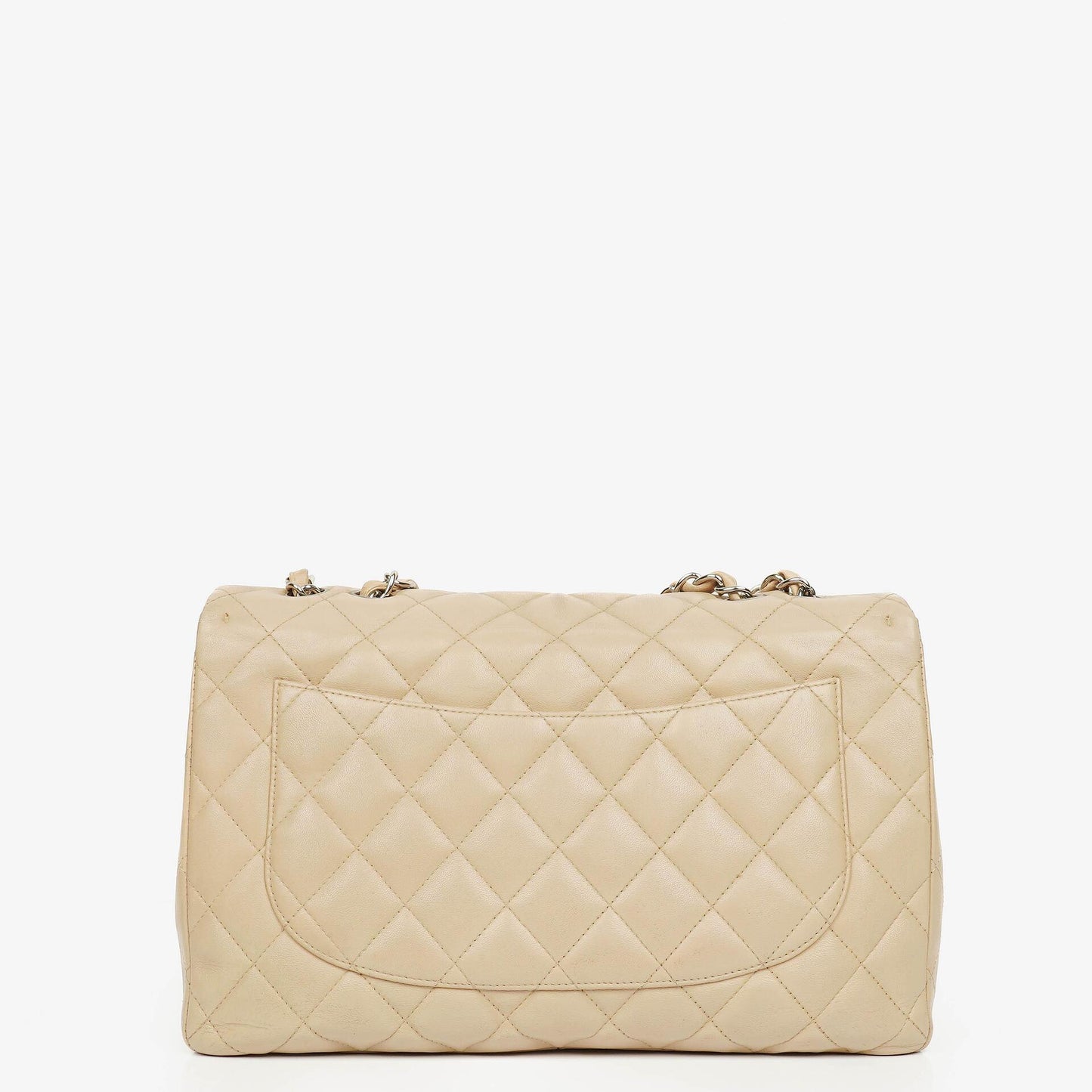 Chanel Jumbo Classic Single Flap Tasche aus gestepptem Lammleder mit silberfarbener Hardware