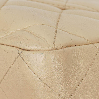Chanel Jumbo Classic Single Flap Tasche aus gestepptem Lammleder mit silberfarbener Hardware
