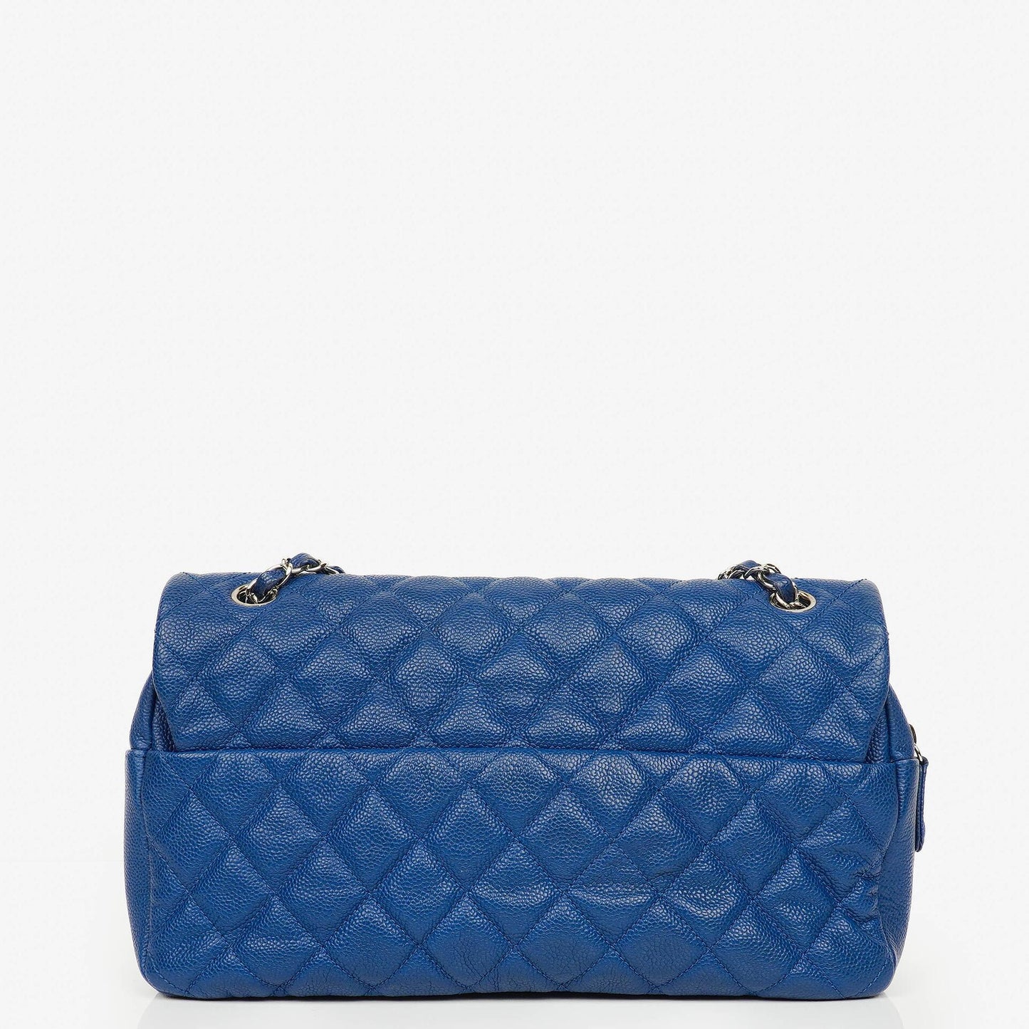 Chanel Jumbo Single Flap Tasche aus gestepptem Caviar-Leder mit silberfarbener Hardware