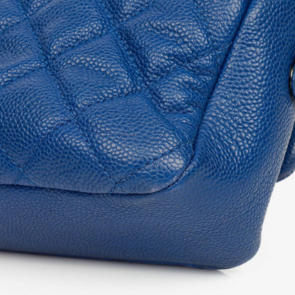 Chanel Jumbo Single Flap Tasche aus gestepptem Caviar-Leder mit silberfarbener Hardware