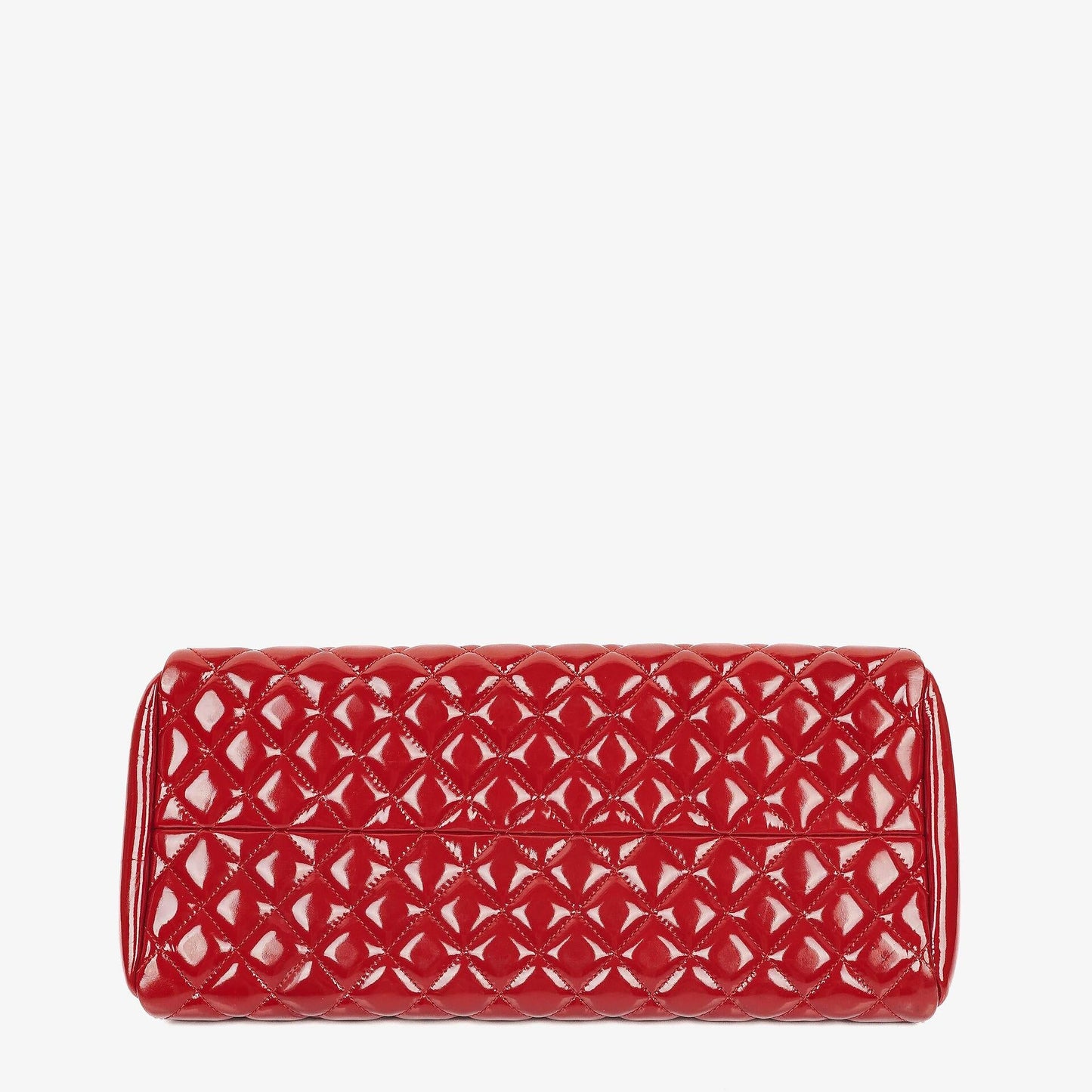 Chanel Just Mademoiselle Bowling Tasche aus rotem gestepptem Lackleder