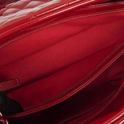 Chanel Just Mademoiselle Bowling Tasche aus rotem gestepptem Lackleder