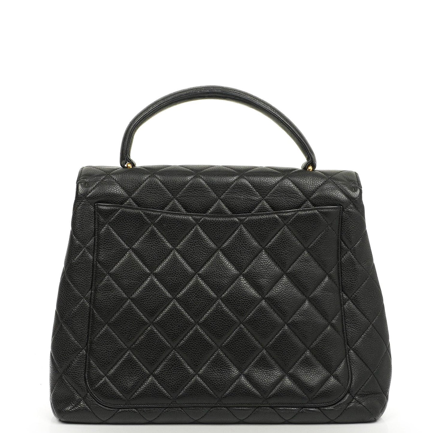 Chanel Kelly Schwarze Stepp-Caviar-Leder-Top-Handle-Tasche mit 24K vergoldeten Beschlägen, 1996-1997