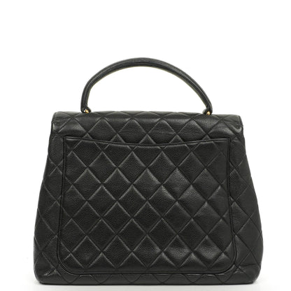 Chanel Kelly Schwarze Stepp-Caviar-Leder-Top-Handle-Tasche mit 24K vergoldeten Beschlägen, 1996-1997