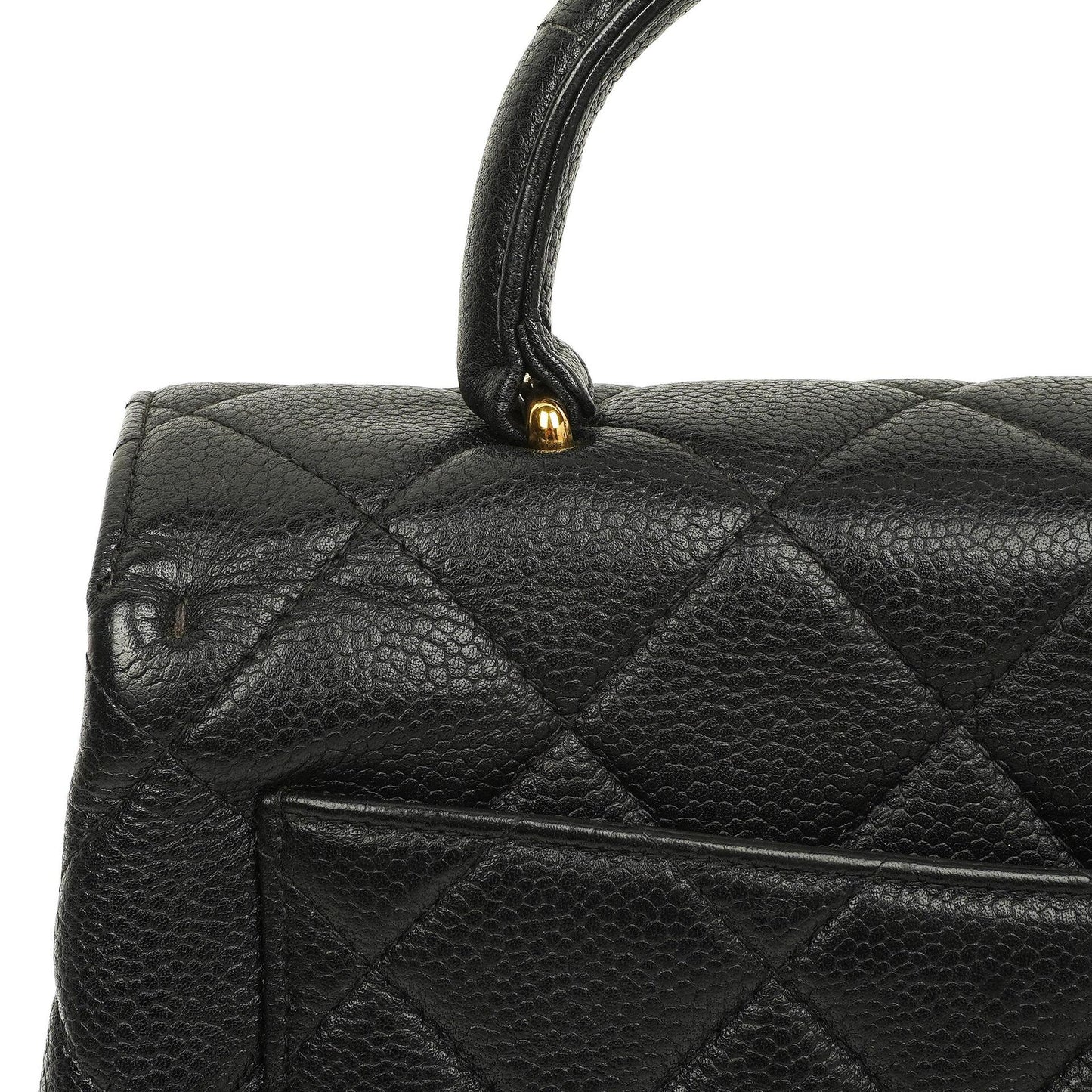 Chanel Kelly Schwarze Stepp-Caviar-Leder-Top-Handle-Tasche mit 24K vergoldeten Beschlägen, 1996-1997