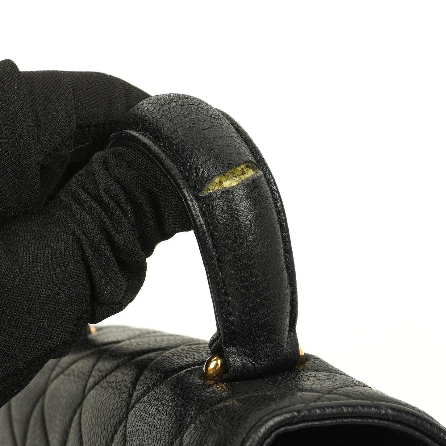 Chanel Kelly Schwarze Stepp-Caviar-Leder-Top-Handle-Tasche mit 24K vergoldeten Beschlägen, 1996-1997