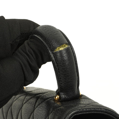 Chanel Kelly Schwarze Stepp-Caviar-Leder-Top-Handle-Tasche mit 24K vergoldeten Beschlägen, 1996-1997