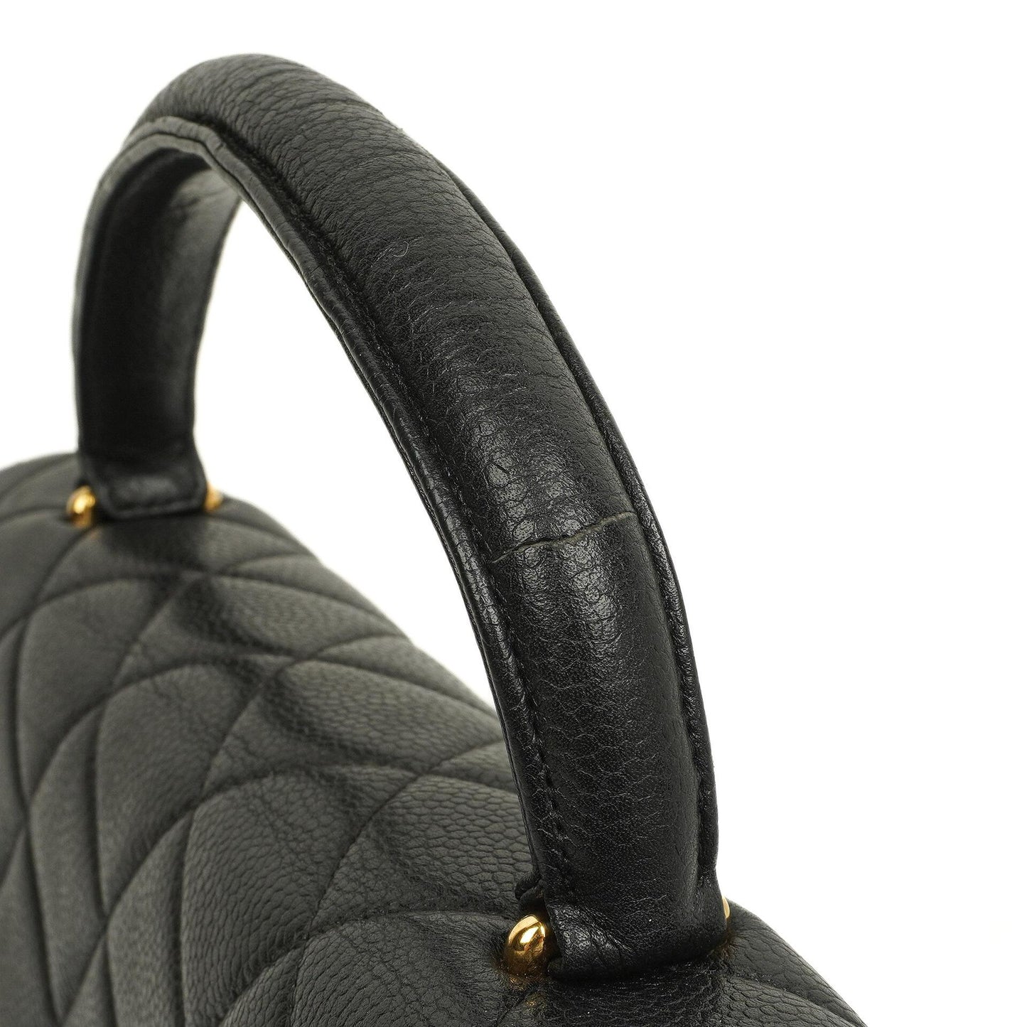 Chanel Kelly Schwarze Stepp-Caviar-Leder-Top-Handle-Tasche mit 24K vergoldeten Beschlägen, 1996-1997