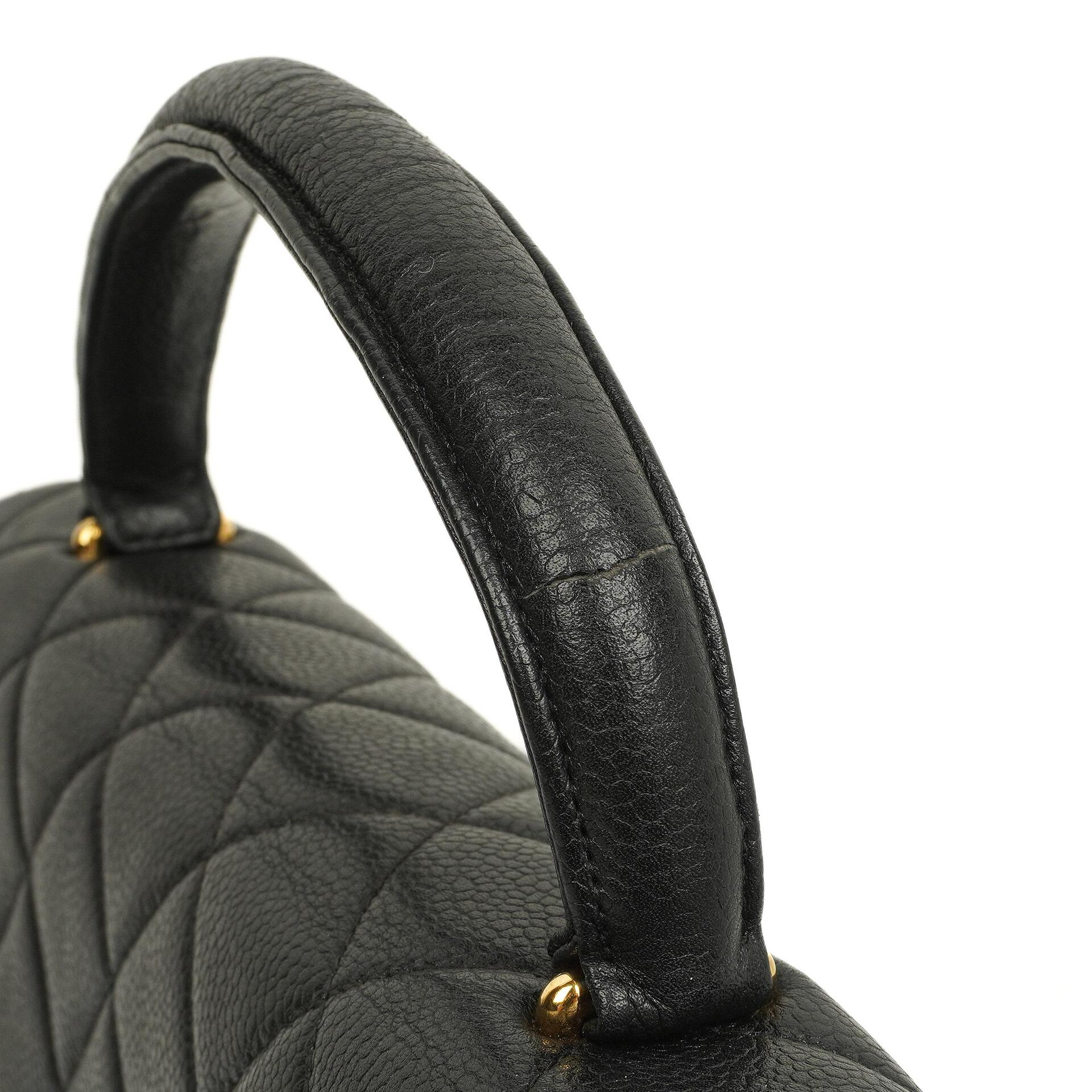 Chanel Kelly Schwarze Stepp-Caviar-Leder-Top-Handle-Tasche mit 24K vergoldeten Beschlägen, 1996-1997
