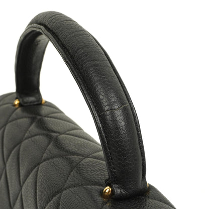 Chanel Kelly Schwarze Stepp-Caviar-Leder-Top-Handle-Tasche mit 24K vergoldeten Beschlägen, 1996-1997