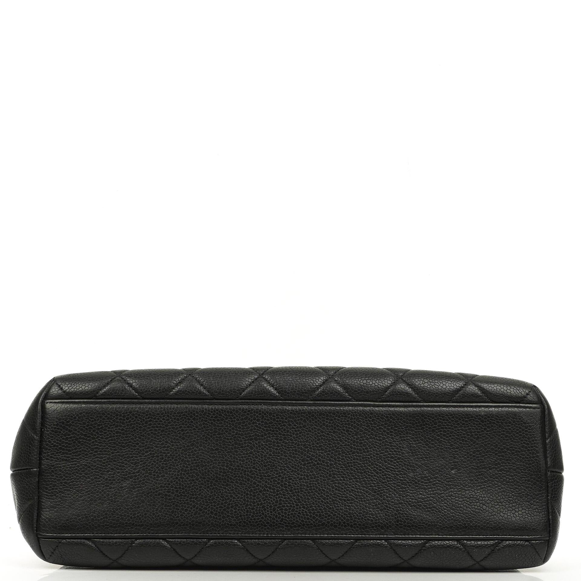 Chanel Kelly Schwarze Stepp-Caviar-Leder-Top-Handle-Tasche mit 24K vergoldeten Beschlägen, 1996-1997