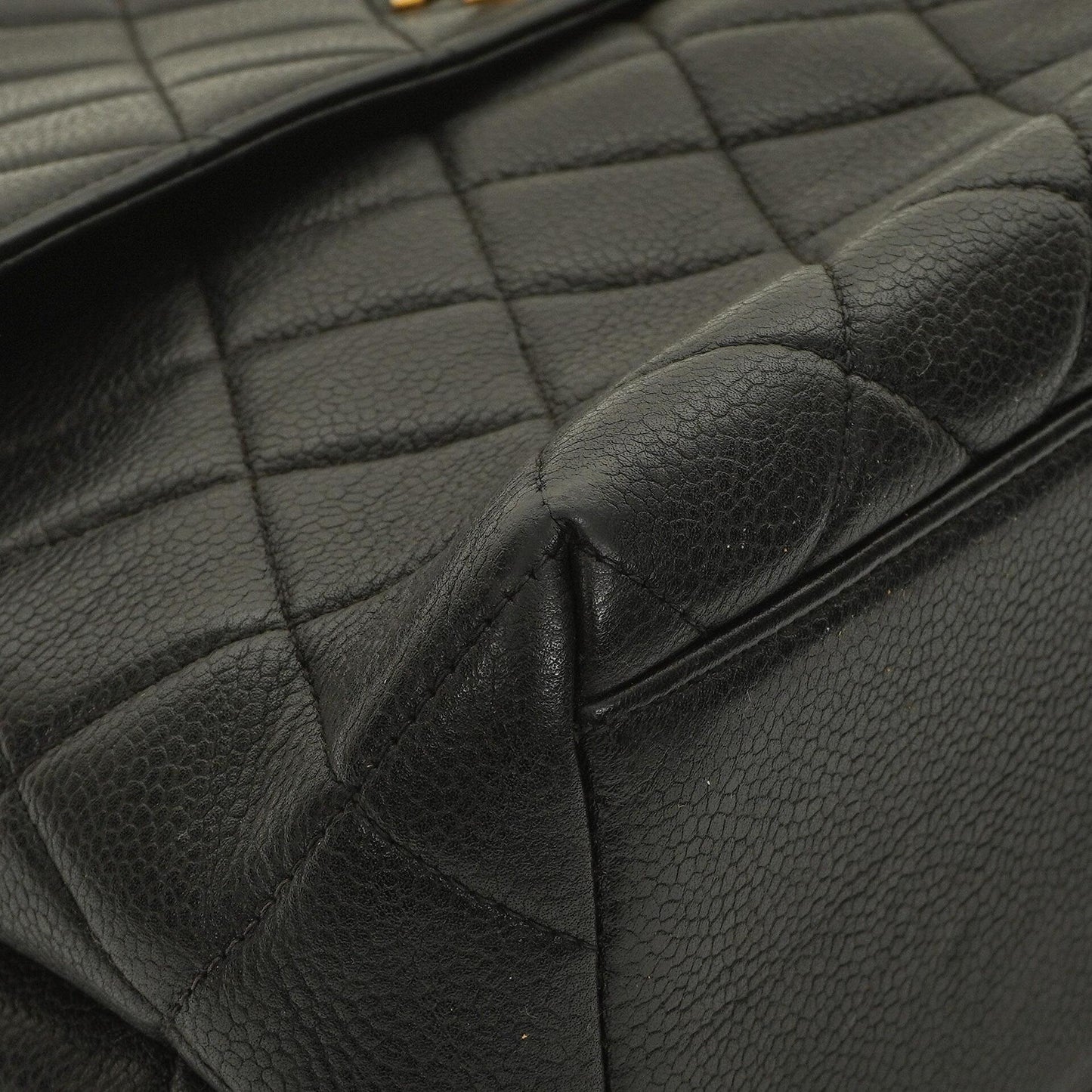 Chanel Kelly Schwarze Stepp-Caviar-Leder-Top-Handle-Tasche mit 24K vergoldeten Beschlägen, 1996-1997