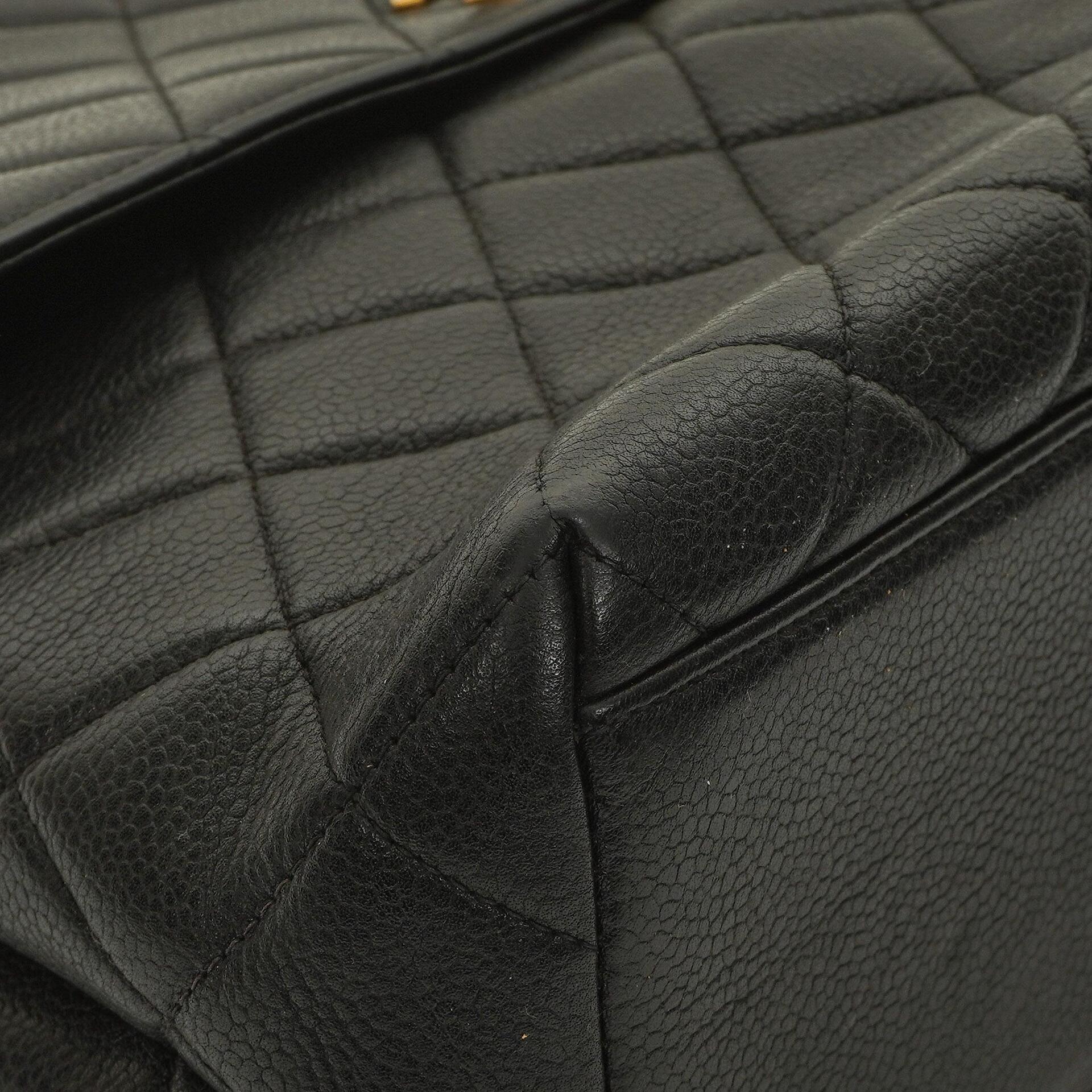 Chanel Kelly Schwarze Stepp-Caviar-Leder-Top-Handle-Tasche mit 24K vergoldeten Beschlägen, 1996-1997