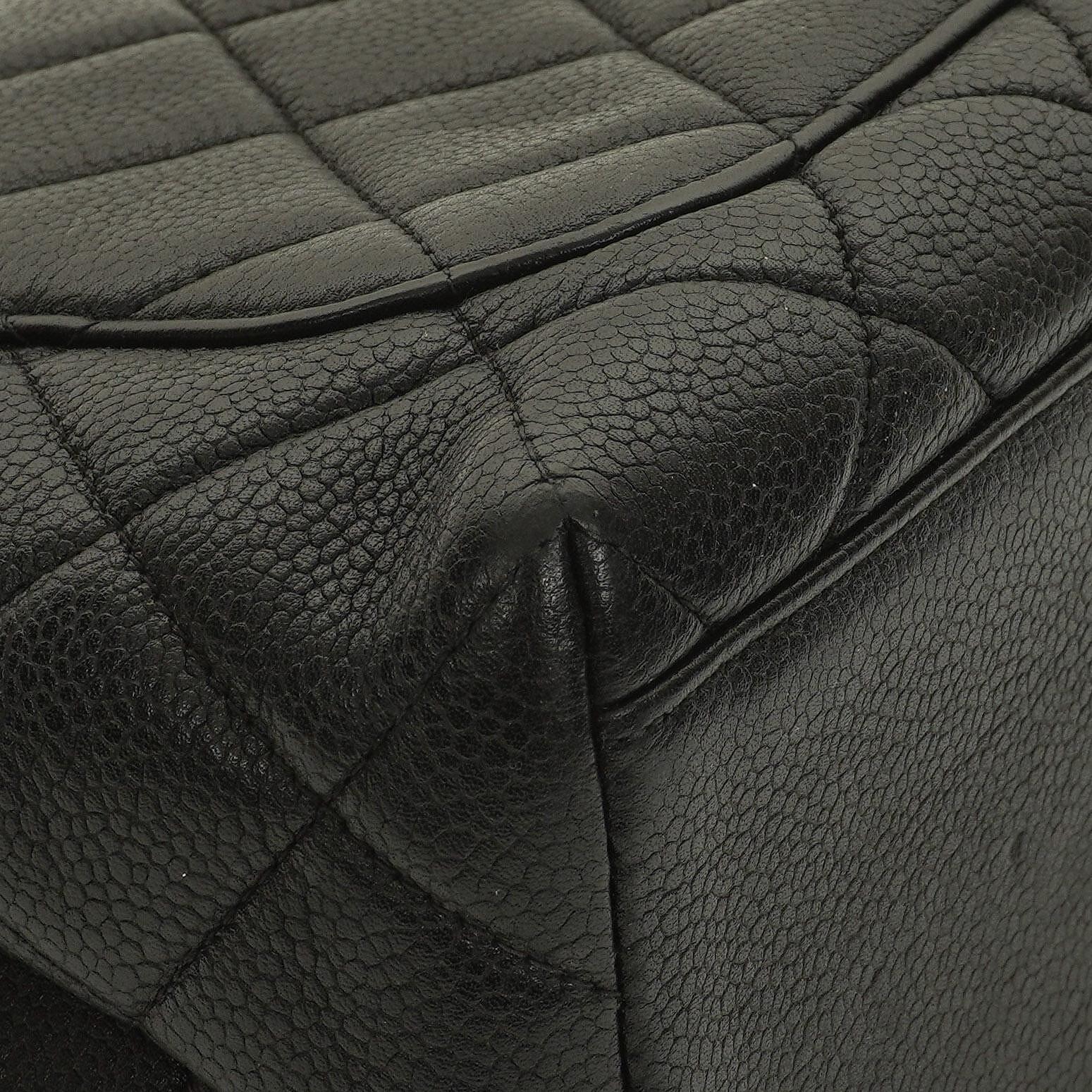 Chanel Kelly Schwarze Stepp-Caviar-Leder-Top-Handle-Tasche mit 24K vergoldeten Beschlägen, 1996-1997