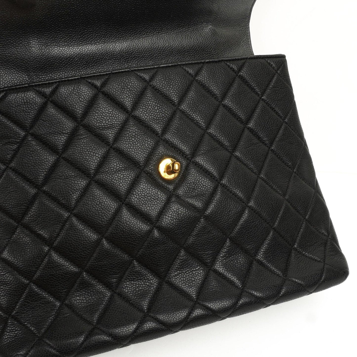Chanel Kelly Schwarze Stepp-Caviar-Leder-Top-Handle-Tasche mit 24K vergoldeten Beschlägen, 1996-1997