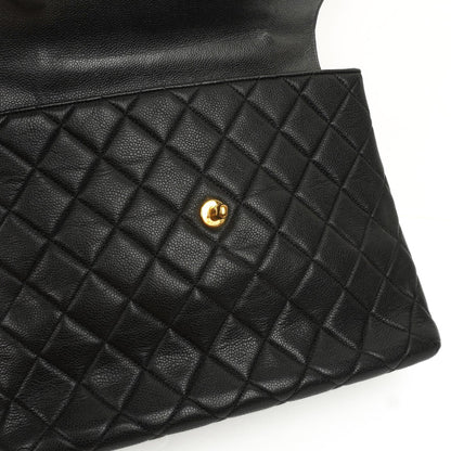 Chanel Kelly Schwarze Stepp-Caviar-Leder-Top-Handle-Tasche mit 24K vergoldeten Beschlägen, 1996-1997