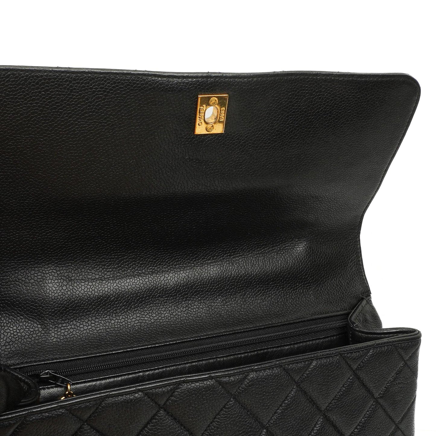 Chanel Kelly Schwarze Stepp-Caviar-Leder-Top-Handle-Tasche mit 24K vergoldeten Beschlägen, 1996-1997
