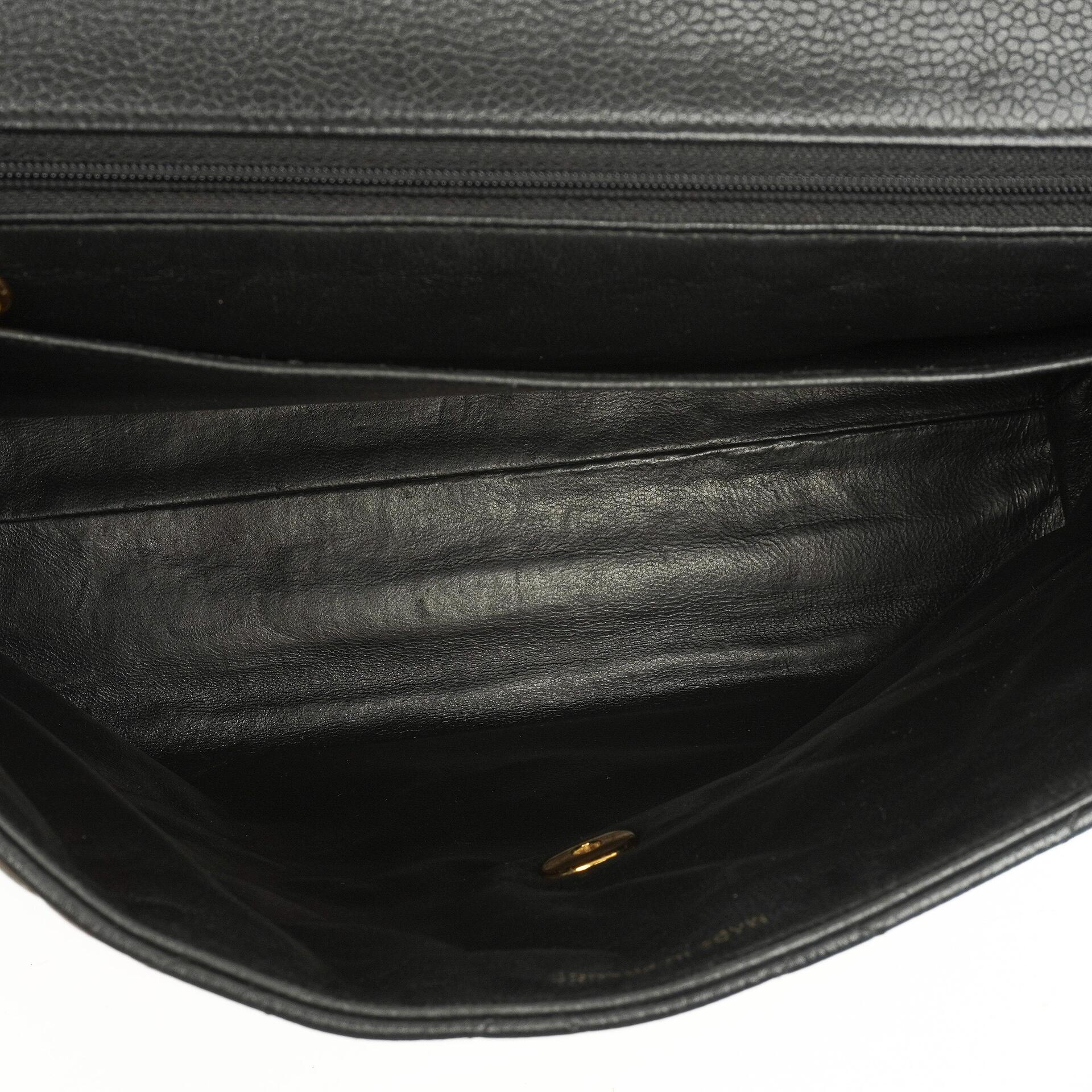 Chanel Kelly Schwarze Stepp-Caviar-Leder-Top-Handle-Tasche mit 24K vergoldeten Beschlägen, 1996-1997