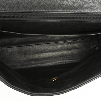 Chanel Kelly Schwarze Stepp-Caviar-Leder-Top-Handle-Tasche mit 24K vergoldeten Beschlägen, 1996-1997