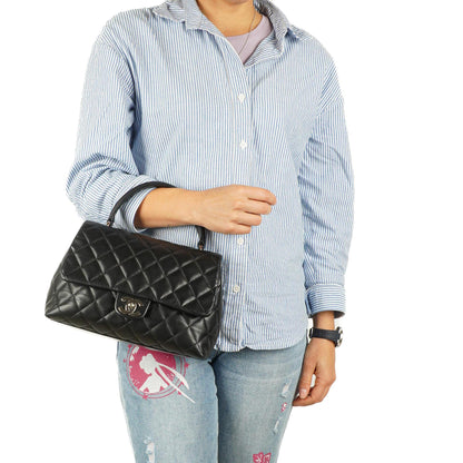 Chanel Kelly Medium aus schwarzem gestepptem Lammleder, 2005-2006