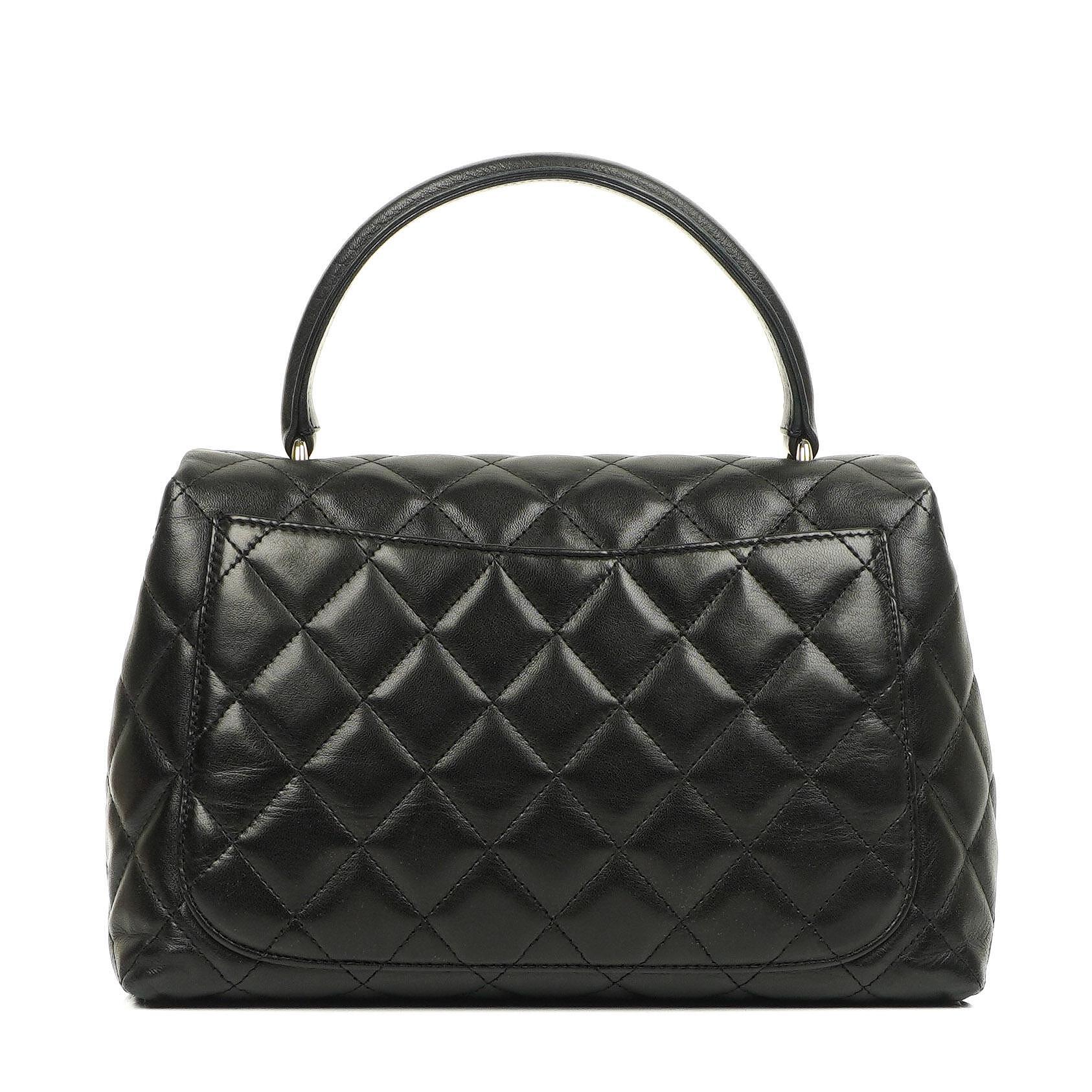 Chanel Kelly Medium aus schwarzem gestepptem Lammleder, 2005-2006